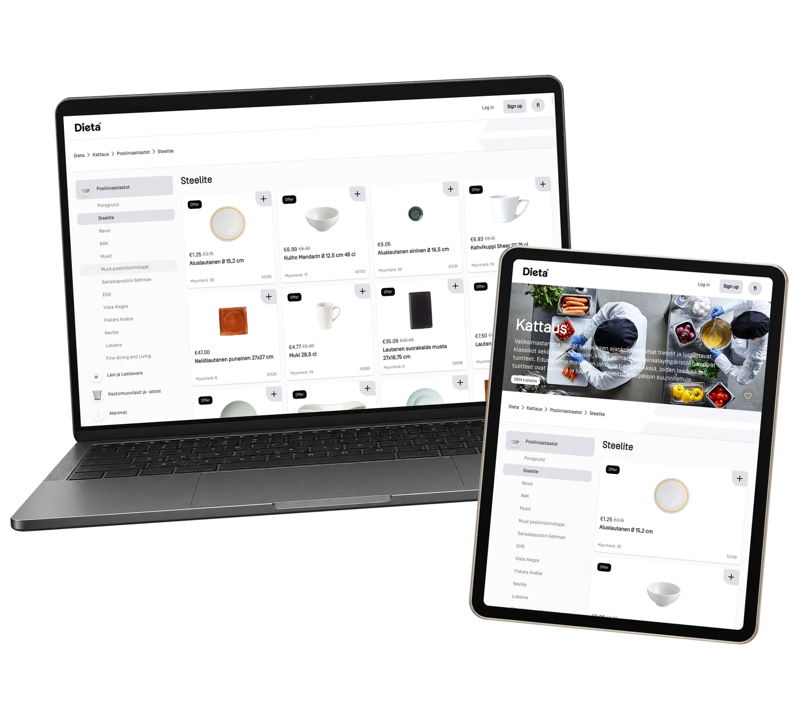 Dieta Shop prototype: Browse a familiar manufacturer’s collection. Actual catalogue interface with historical example prices.